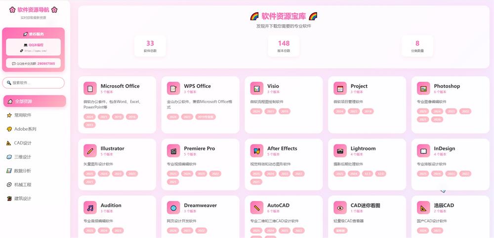 软件资源导航站HTML源码-QQ沐编程