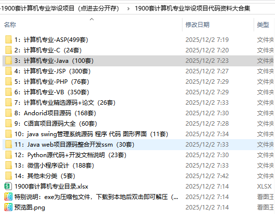 1900套计算机专业毕设项目代码源码文件毕业设计答辩ppt资料合集-QQ沐编程